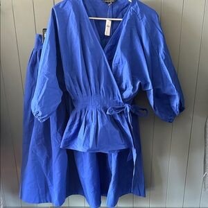 Banana Republic Royal Blue Wrap Waist top with a full matching skirt.
